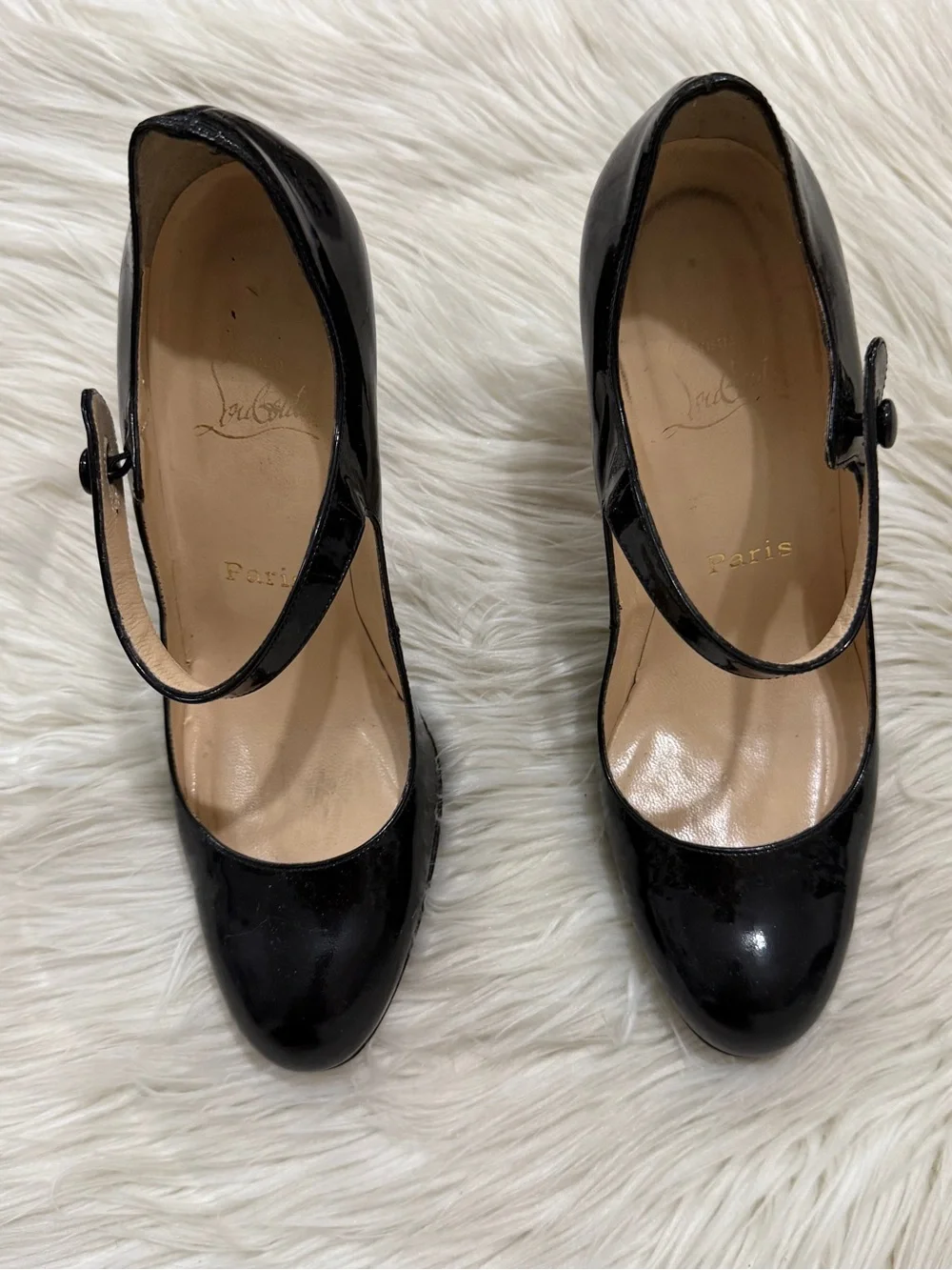 Christian Louboutin Black Patent Mary Jane Pumps